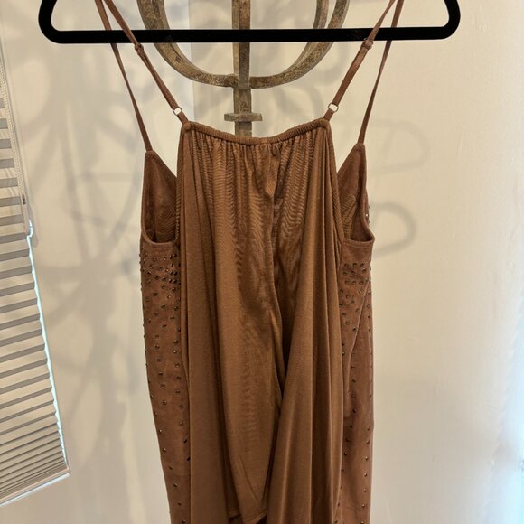 AS by DF Monte Carlo Rhinestone-Embellished Suede Camisole L NWT - Picture 7 of 7